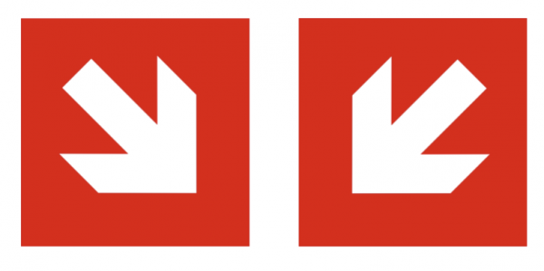 Schild Richtungspfeil schräg nachleuchtend ISO 7010